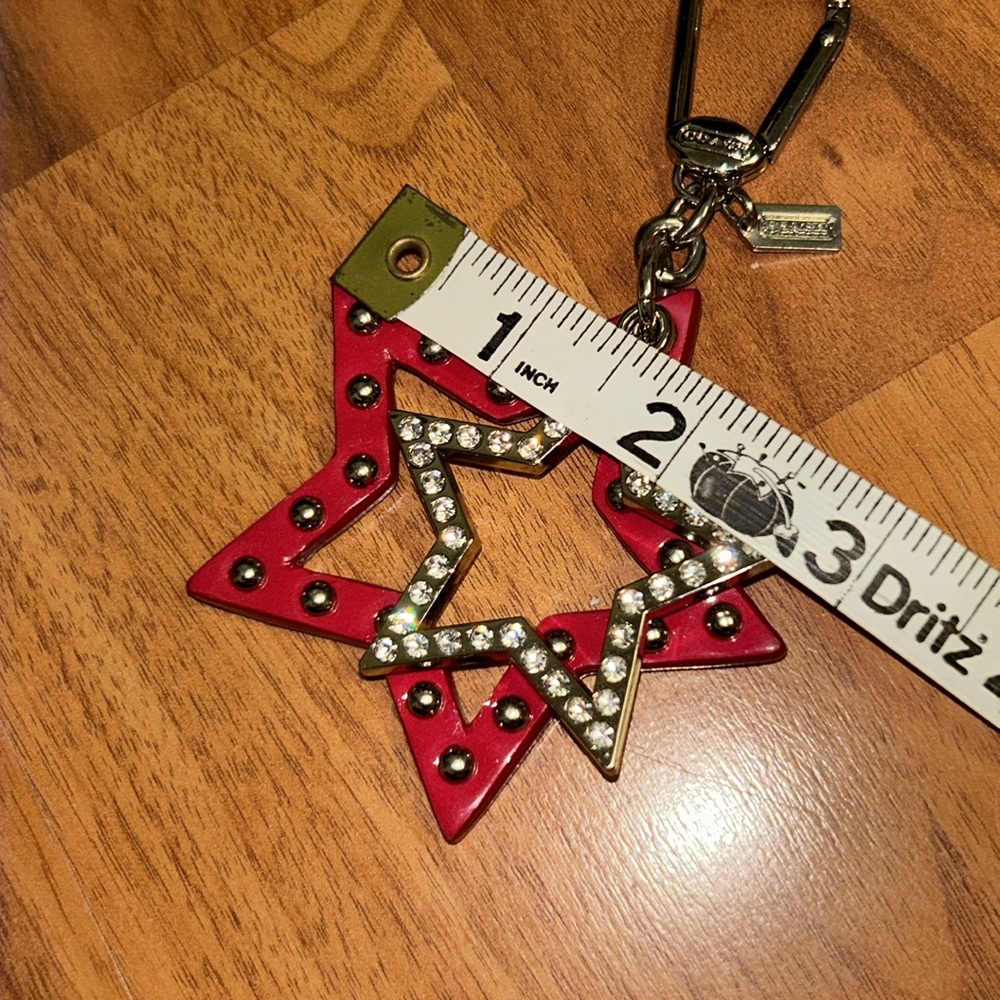 Coach Patent Red Star Rhinestone Keychain - Picture 7 of 11